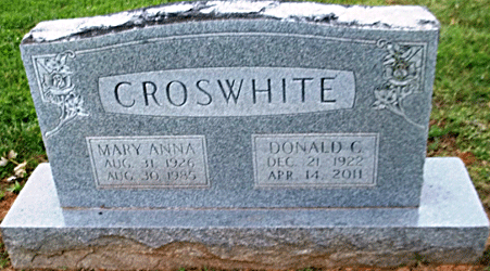 Donald C. Croswhite Grave Marker