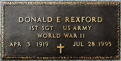 Donald E. Rexford grave marker