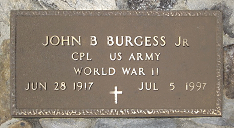 John B. Burgess Grave Marker